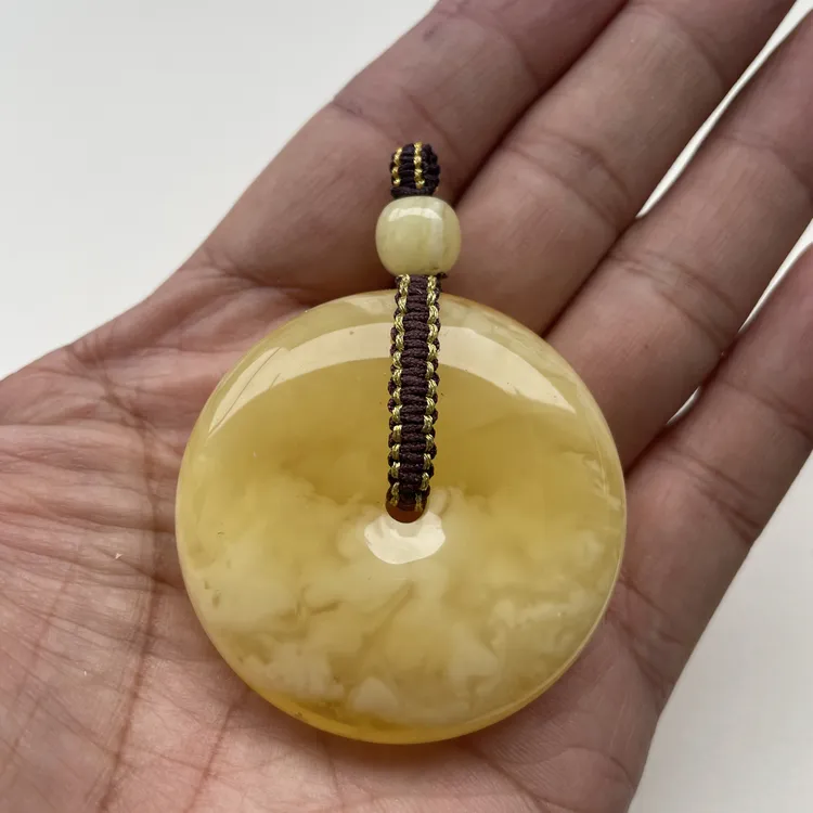 千层雪蜜蜡平安扣吊坠24.43g47.7/15.2㎜