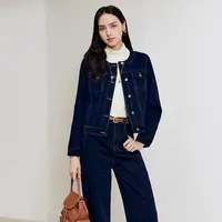 【王雪糕专属】firststation雪尼尔面料拼接牛仔外套女J122A