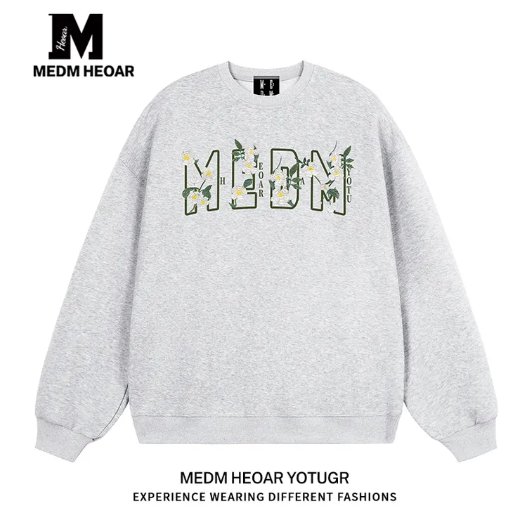 MEDM HEOAR运动圆领卫衣美式潮牌情侣男女秋冬季上衣【三标齐全】