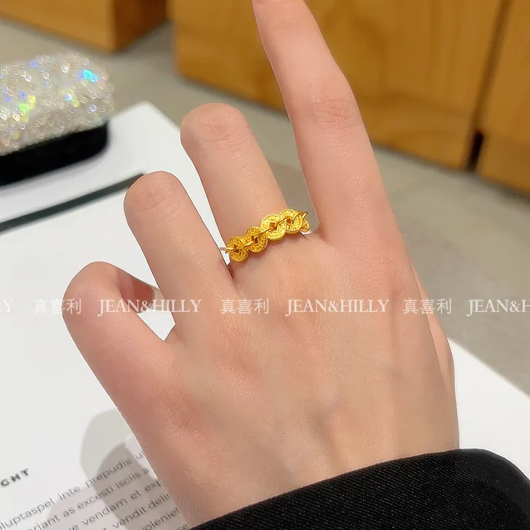 【链条铜钱】戒指 真喜利 配饰女款小众首饰美拉德配饰 可调节