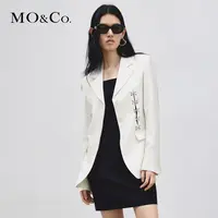【贤哥专享】MOCO秋胸衣式钩扣收腰垫肩西装外套黑色休闲MBB3BLA005