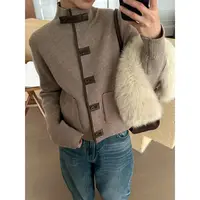 【PoGu】新款粗针皮扣设计羊毛针织毛衣SY-1022