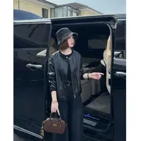 玳妮【挚爱老钱】秋季新款圆领高级感纯色拉链款皮衣外套显瘦老钱风