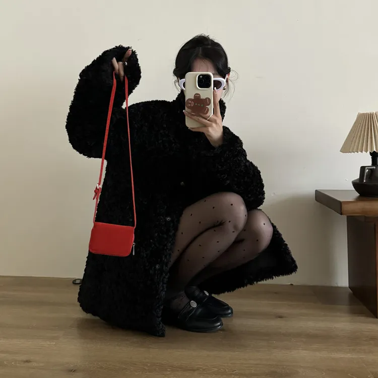 人造皮草 2025新款爆款富人区同款立领仿皮草羊羔毛毛外套大衣女