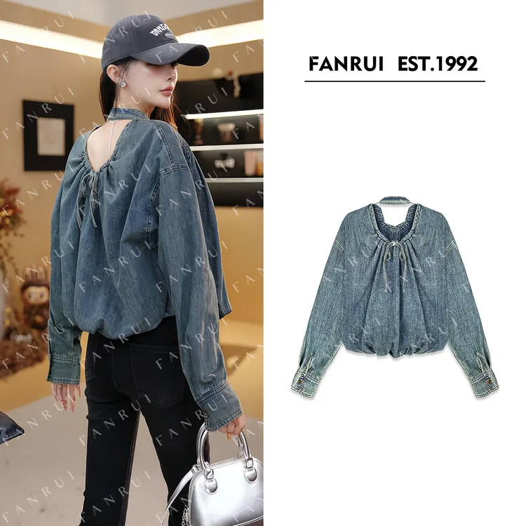 FANRUI/泛芮「贝贝biuu」100棉复古高级感小众设计感牛仔外套B18263