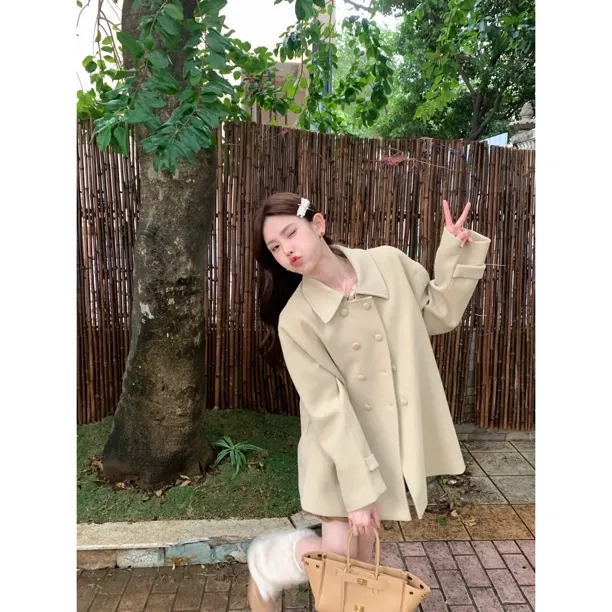 赵小小【伦敦都会】9827 千金风保暖羊毛大衣外套秋冬季百搭小个子