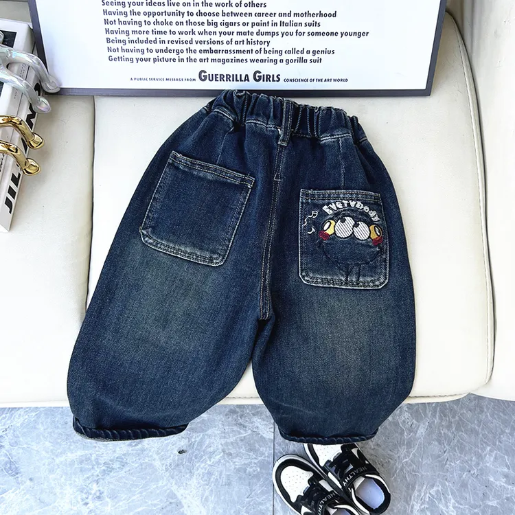 儿童牛仔裤春秋季童装男童休闲长裤帅气中小童韩版宽松百搭潮裤子