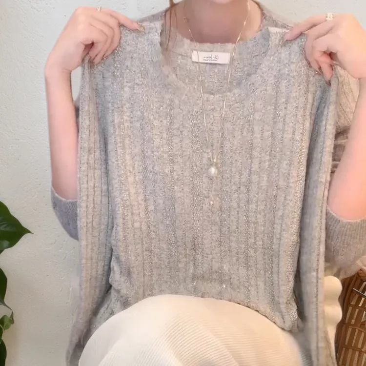 秋冬新款重工设计感纯色打底上衣百搭长袖针织衫LK2508279