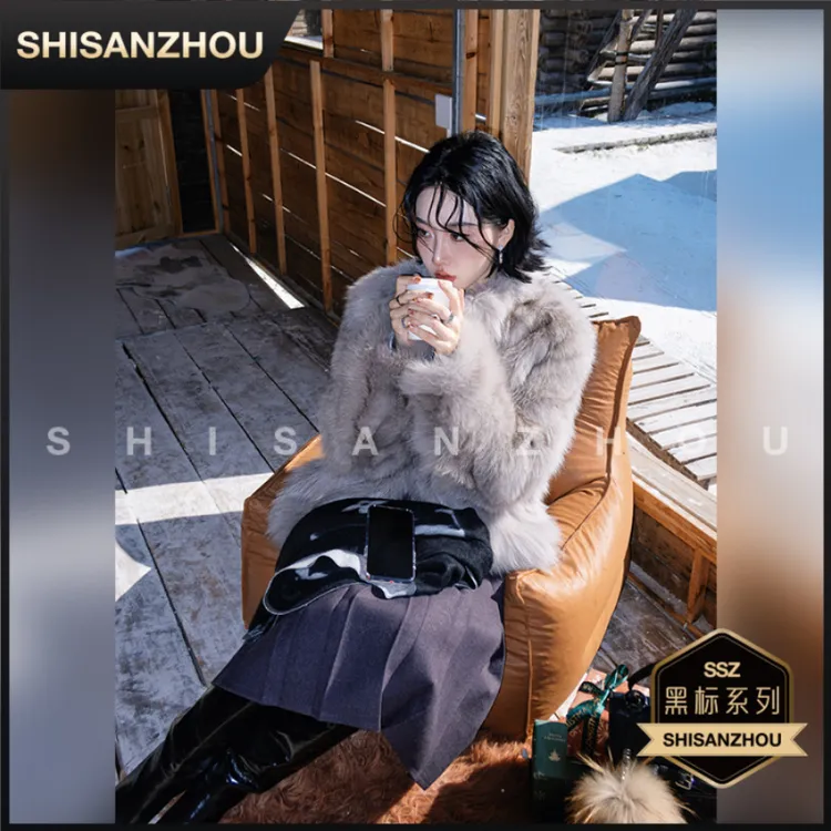 【SHISANZHOU/黑标系列】人间妲己 芬兰SAGA“100%蓝狐背毛”皮草
