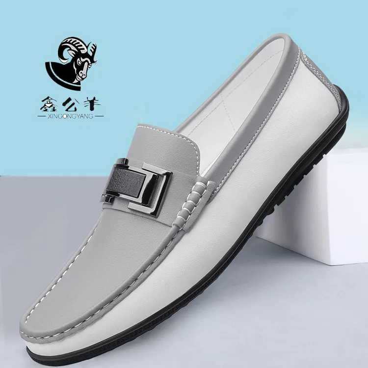 春季商务圆头百搭驾车鞋休闲皮鞋真皮软底豆豆鞋夏季透气平跟休闲