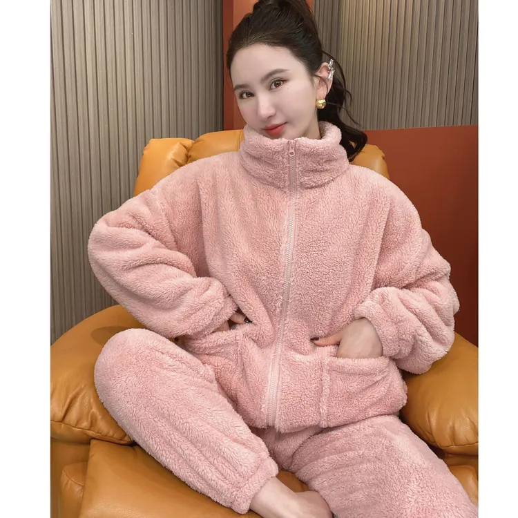 2025秋冬新款保暖居家服加绒加厚网红休闲时尚情侣居家套装HD