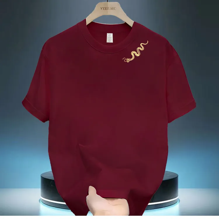 2025蛇年爆款纯棉半袖体恤潮流时尚圆领宽松百搭印花打底短袖T恤