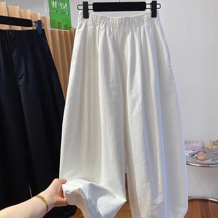 今年流行的白色气球裤女春2025新款宽松休闲百搭九分灯笼裤阔腿裤