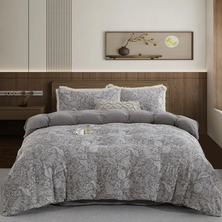 棉麻四件套慵懒轻奢柔软亲肤时来运转灰不退不换无运费险软糯松弛