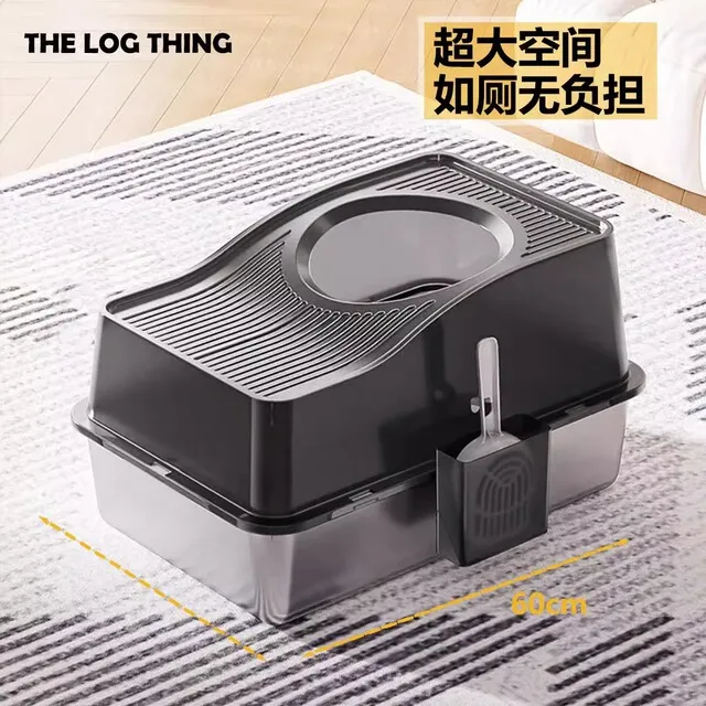 不锈钢封闭式猫砂盆超大号加高款防外溅防带出顶入式除臭猫厕