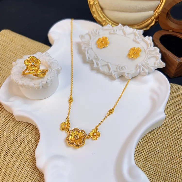 铜合金锆石项链 哈尼西牧时尚百搭三件套#0009308