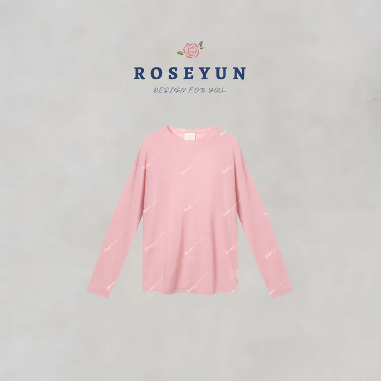 【Rose Yun】高级纯色山羊绒桑蚕丝绵羊毛软糯针织套头上衣JY125076