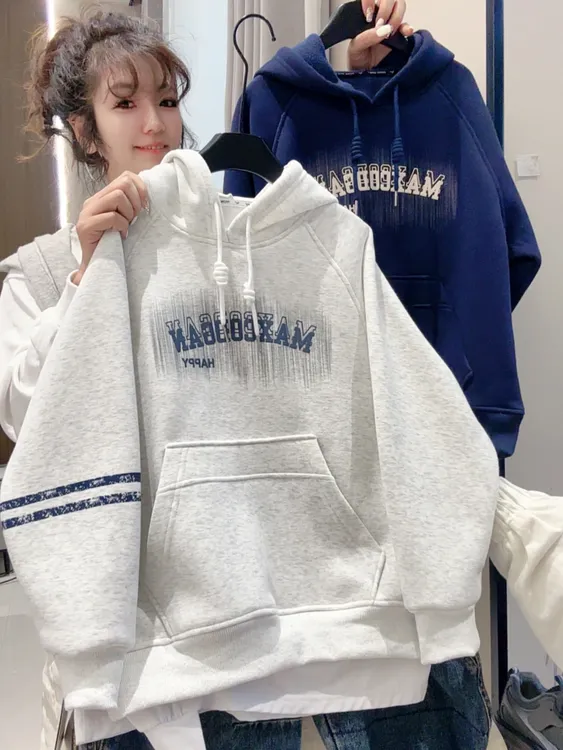 男童连帽加绒保暖时尚卫衣连帽韩版休闲中大童