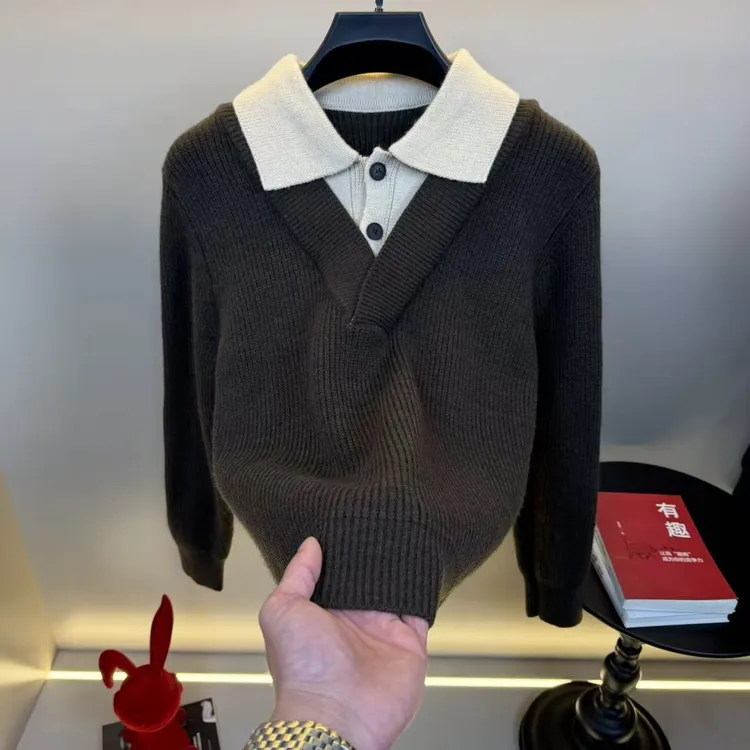 高档男士新款休闲百搭衬衫针织衫宽松时尚保暖毛衣秋冬针织衫8845