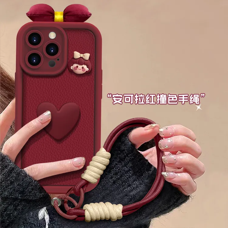 爱心女孩手机壳适用于苹果17/oppo华为vivo网红可爱创意流行新款