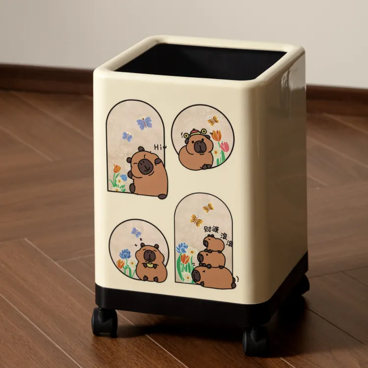垃圾桶家用2025新款客厅高颜值可移动卫生间厕所卧室带轮纸篓床头
