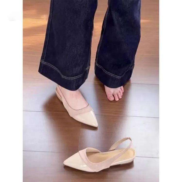 法式气质拼接绒面包头2025时装温柔后绊带高跟女鞋百搭晚晚风凉鞋