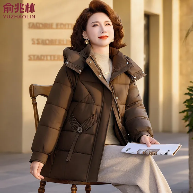 俞兆林时尚妈妈冬装加厚棉服女中长款洋气保暖棉服中老年秋冬棉袄