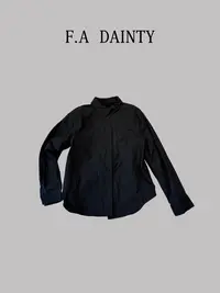 F.A[率性]复古舒适长袖加绒衬衣宽松内搭弧型下摆长袖T恤