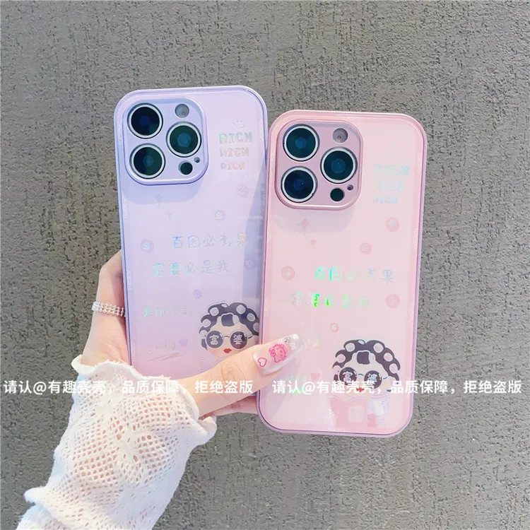 烫金玻璃壳适用苹果16/iphone/华为荣耀/OPPO/VIVO/小米手机壳潮