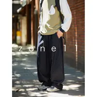 Zone11秋2025新款「」休闲牛仔长裤阔腿弯刀百搭复古抽绳痞帅K25315