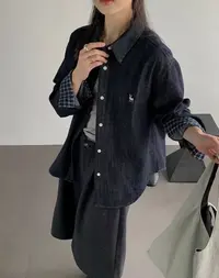 FUJIA STYLE新款时尚百搭简约气休闲翻领牛仔衬衫N5550