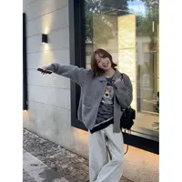 J-350914#秋冬氛围感的神，爱惨了的拉链毛衣外套