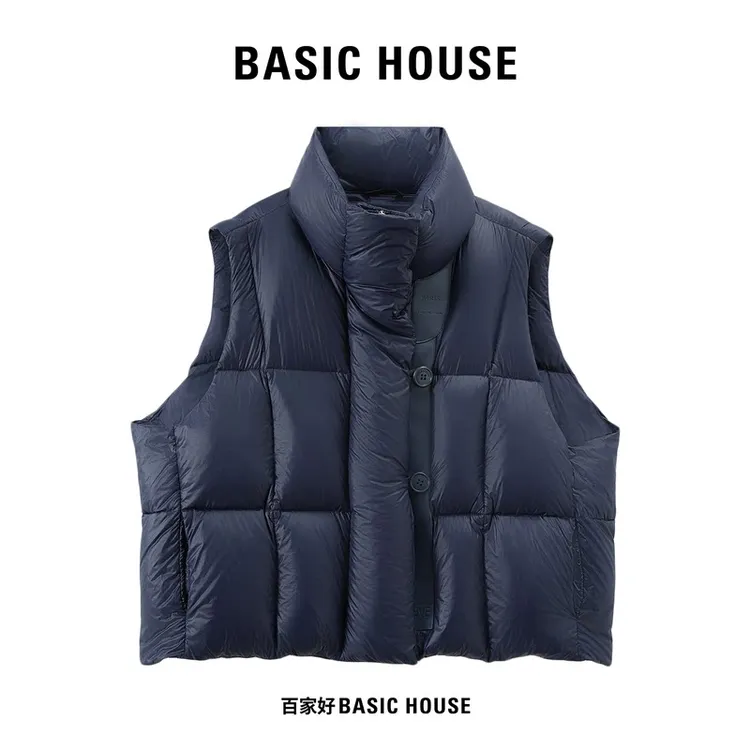 Basic House/百家好2025新款潮流保暖无袖韩版羽绒马甲Q022 XX