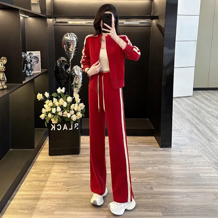 欧货女秋季时尚减龄两件套女开衫外套高级感直筒长裤休闲服套装潮