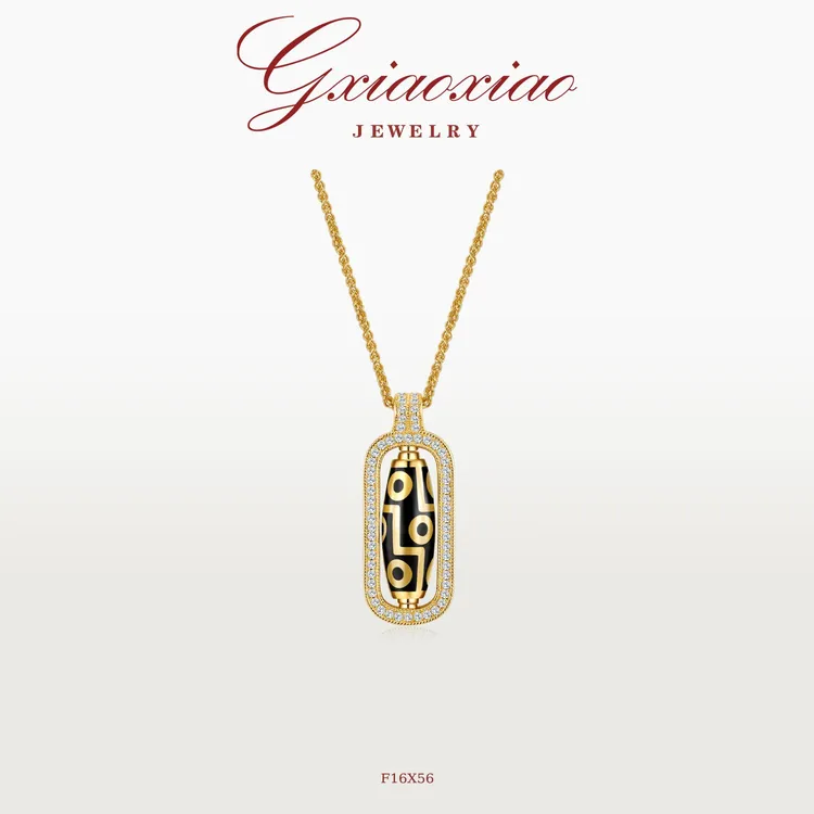 G XIAOXIAO 镀K金  新中式气质复古高级感九眼项链 F16X56