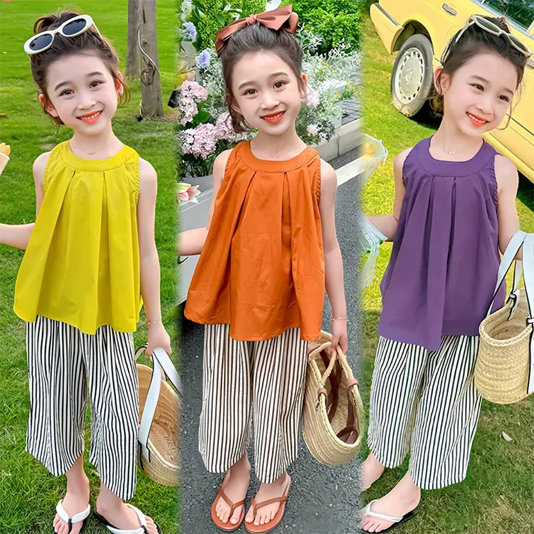 【气质小女生】女童背心套装夏季2025新款儿童洋气夏装无袖两件套装