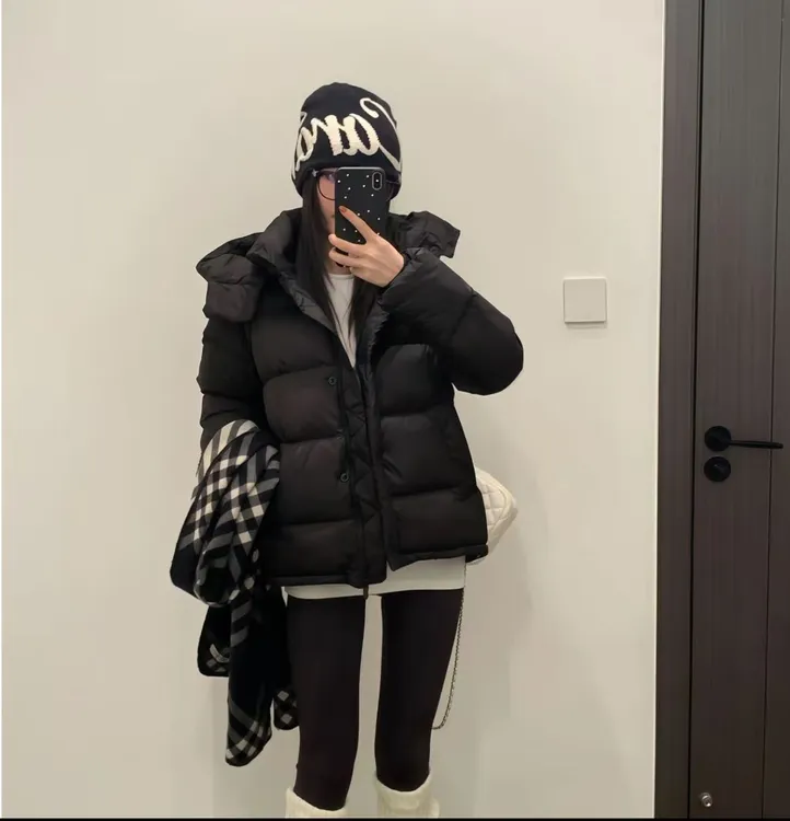 Lu家五格系列95%安心绒服羽绒服女短款加厚宽松三可拆卸帽保暖