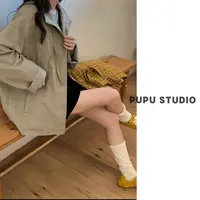 【曼哈顿】抽绳立领巴恩风韩版风衣