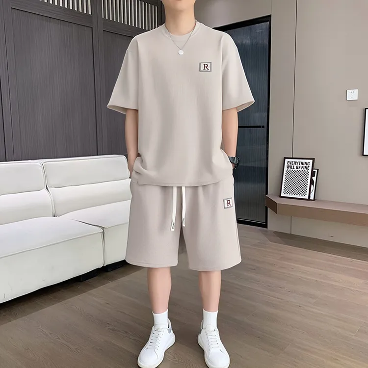 2025新款时尚潮流休闲风穿搭男装宽松两件套男士夏季短袖短裤套装
