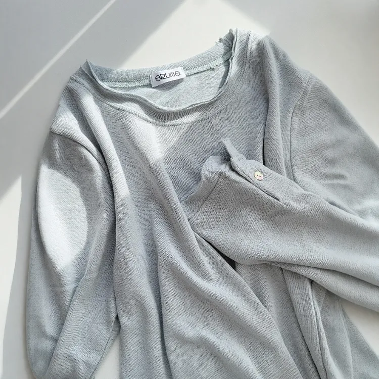 韩系卷边质感针织衫女2025秋冬新款休闲松弛感长袖打底衫上衣ins