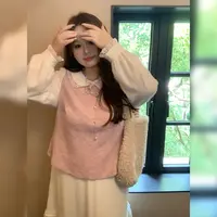 徐达布【画报日光】大码针织衫女微胖早秋绒感打底毛衣Z37373C53