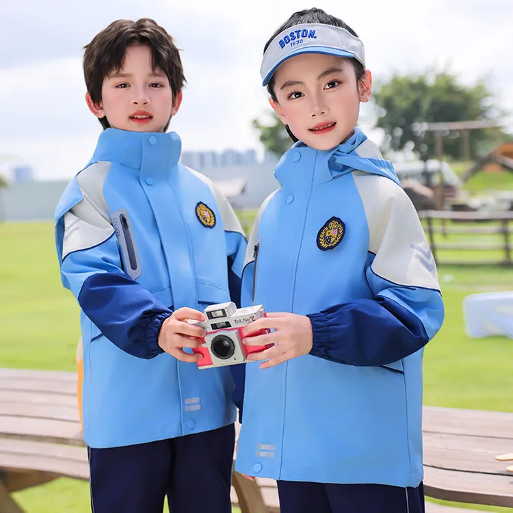 小学生校服秋冬季冲锋衣蓝色运动服儿童班服套装幼儿园园服春秋装