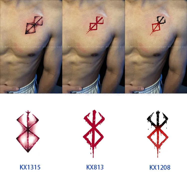 爆款剑风传奇格斯烙印战士彩色纹身贴男女通用防水持久可水洗刺青