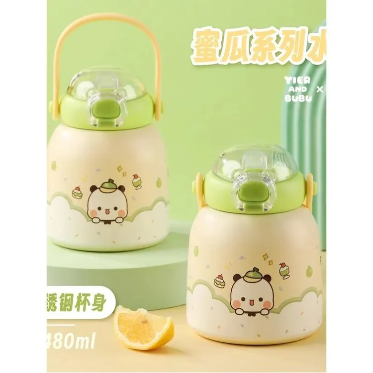 德国一二布布保温杯ins女生高颜值304不锈钢便携吸管可爱卡通新款