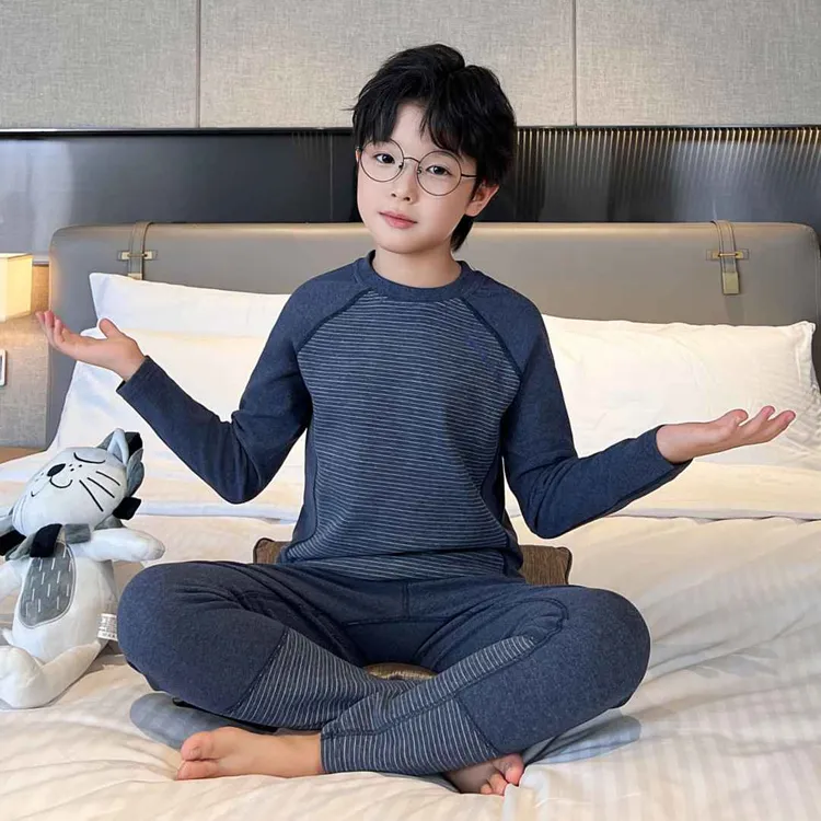 德绒男童保暖内衣套装加绒防寒保暖内穿中大童儿童秋衣秋裤青少年