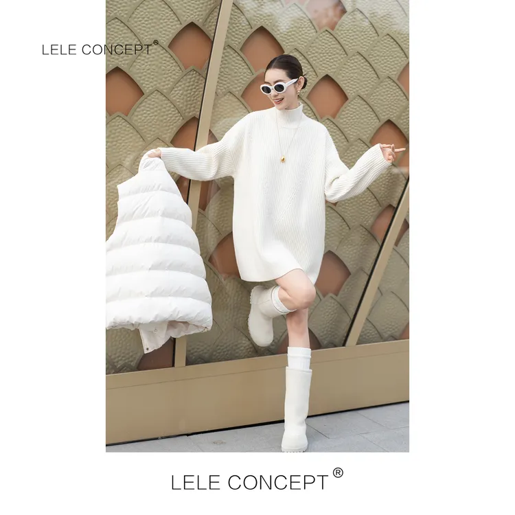 LELE CONCEPT丨「丽」轻奢简约高领宽袖两色毛衣FA25C0002W