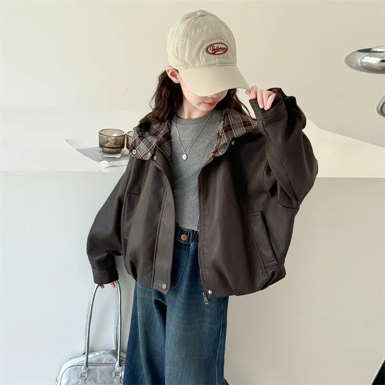 又酷又飒的女童皮衣春秋2025新款女孩炸街皮夹克秋装潮流机车外套