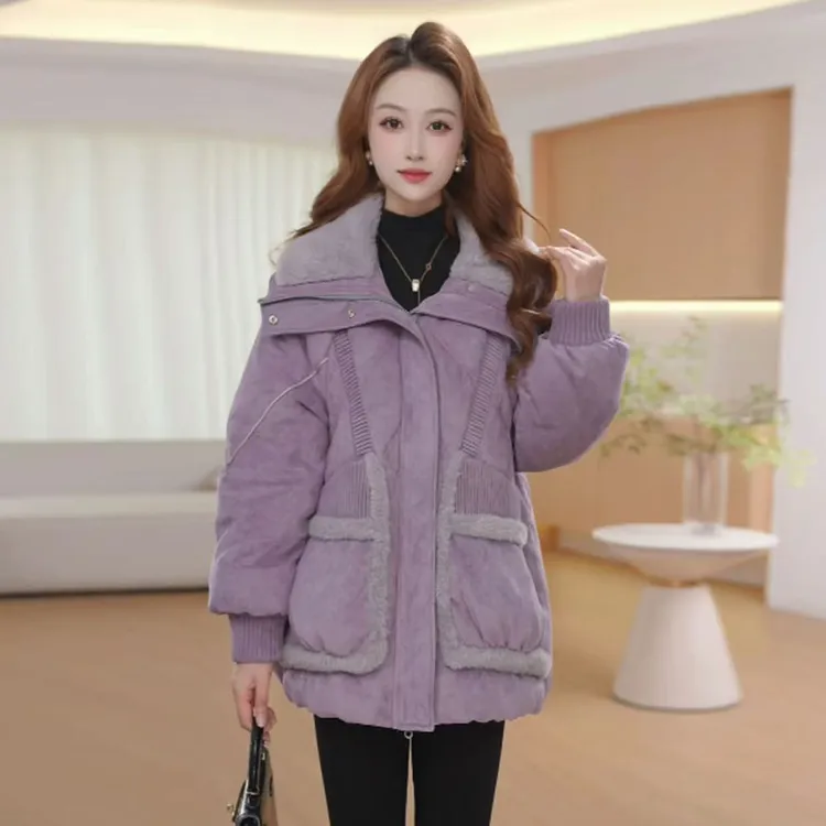 【羽绒服】雪尼尔绒冬季白鸭绒羽绒服百搭新款时尚气质保暖外套女