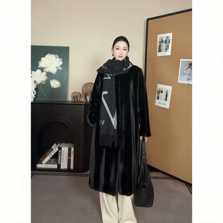 【YC专属】冬季新款气质高级显瘦宝嘉美级别长款大衣外套-742