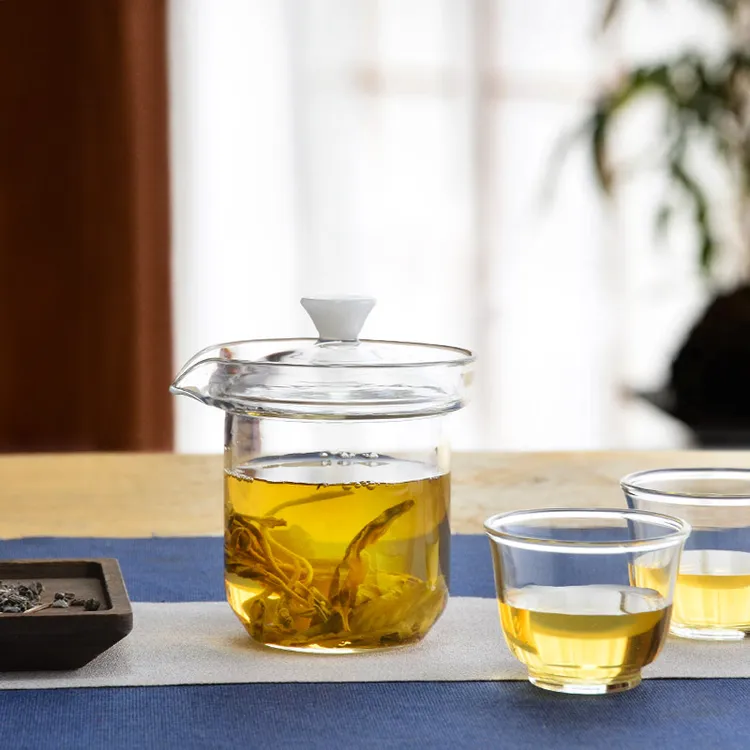 便携式高硼硅旅行茶具快客杯随身包套装一壶二杯露营泡茶壶水杯